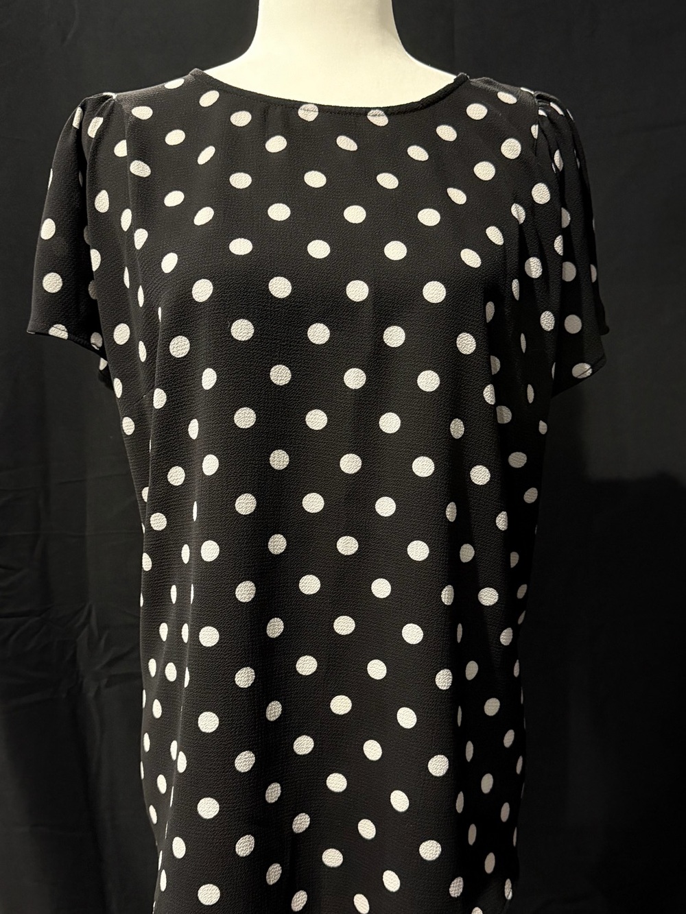 CeCe Black Top with White Polka Dots